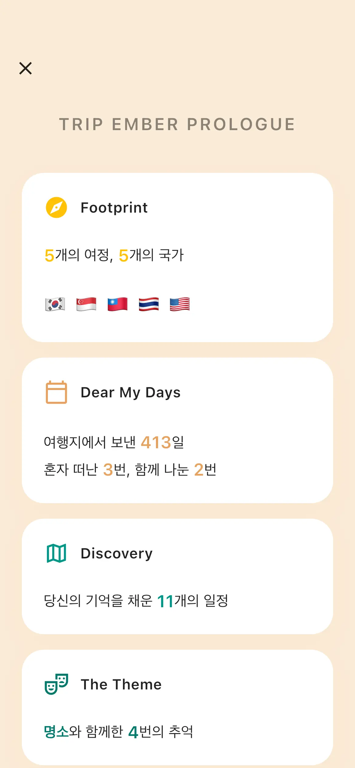 트립 엠버 - 여정 프롤로그 화면